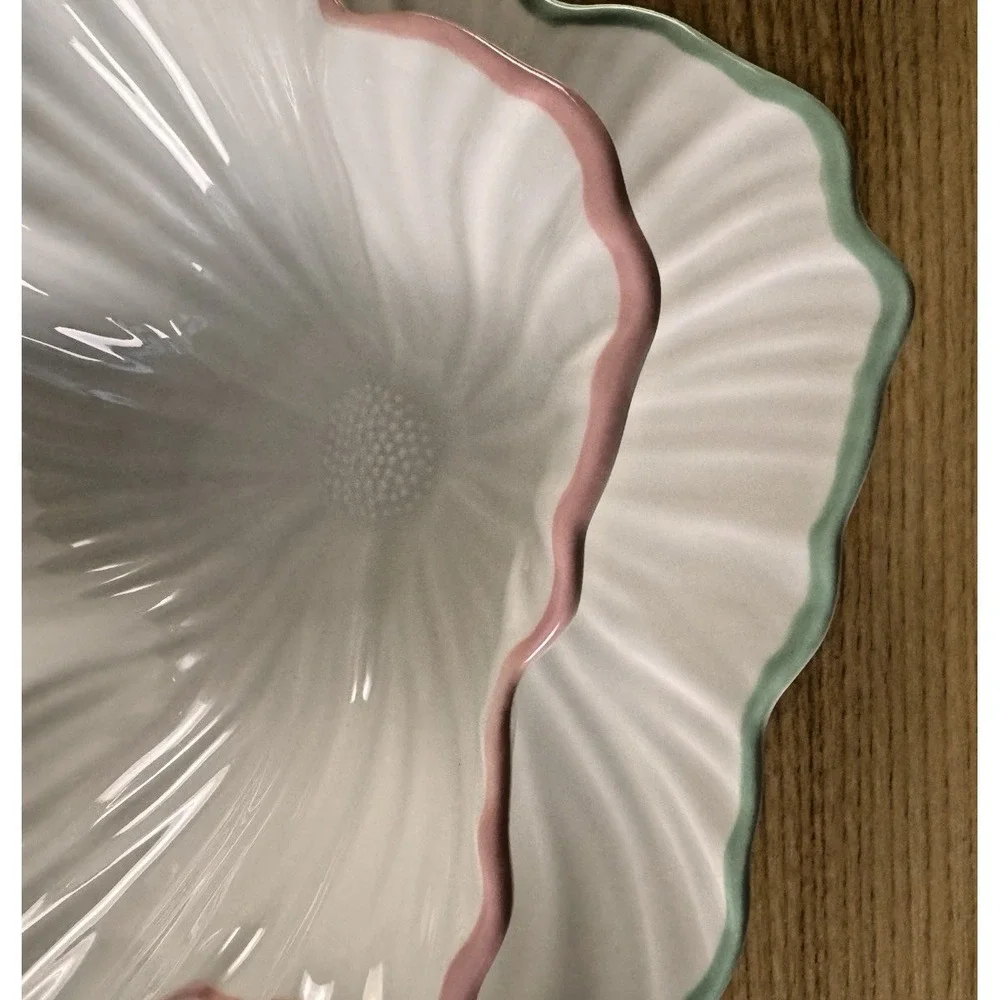 Lilly Pulitzer Floral Nesting Dish Set Pink Green Ceramic 2 Piece New in Box